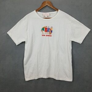 Simply Sisters T Shirt Womens L White Embroidered Golf The Lesson Short Sleeve
